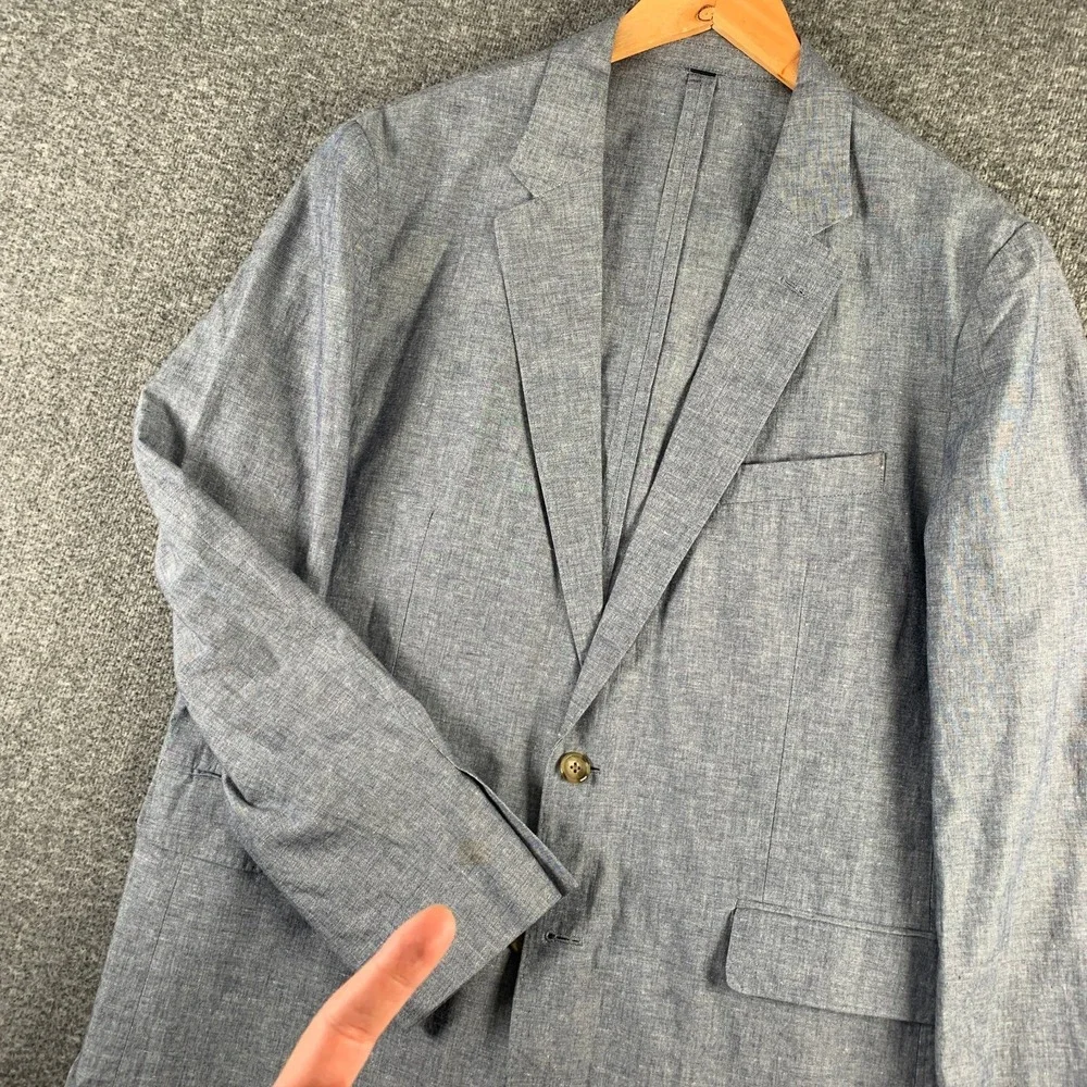 J Crew Ludlow Blazer Jacket Men 44R Linen Somelos Chambray Sport Coat Suit
